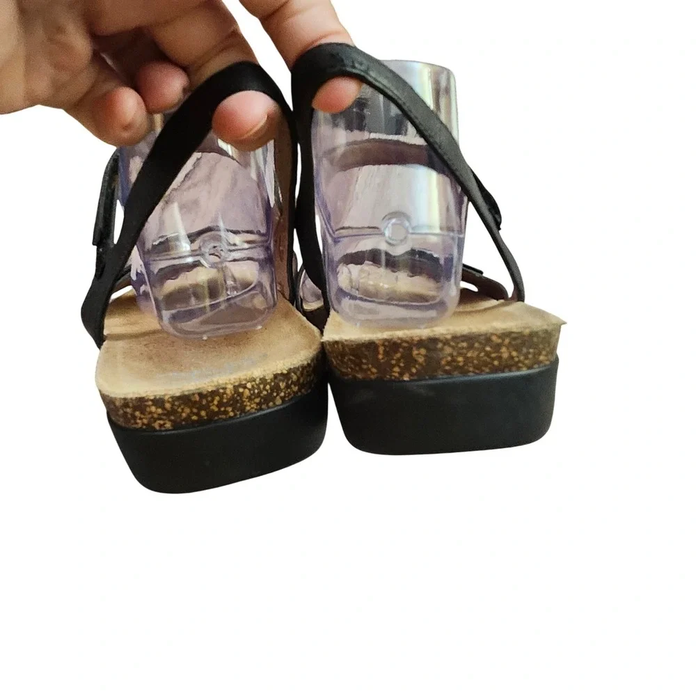 Dansko Rebekah Black Leather Wedge Slingback Sandals 42 EU 11.5-12 Orthopedic